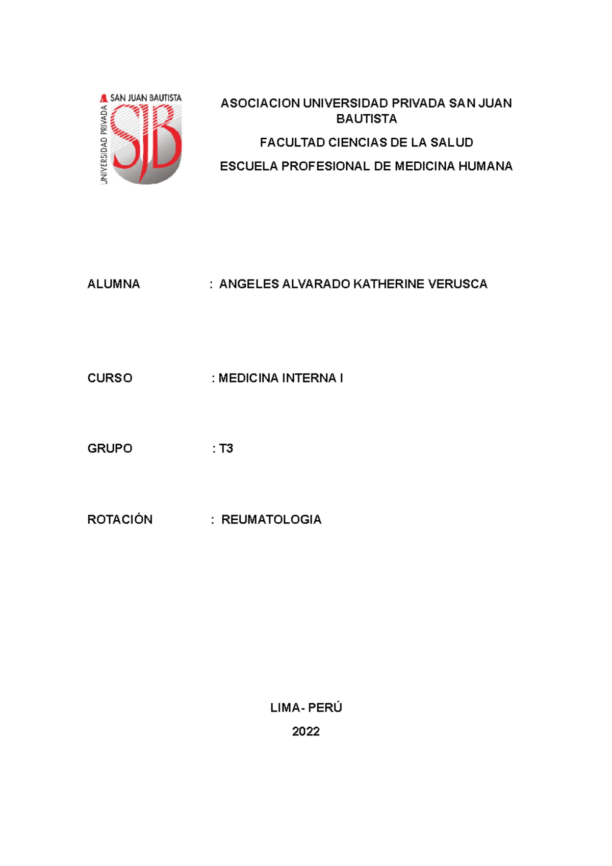 Asociacion Universidad Privada San Juan Bautista Asociacion