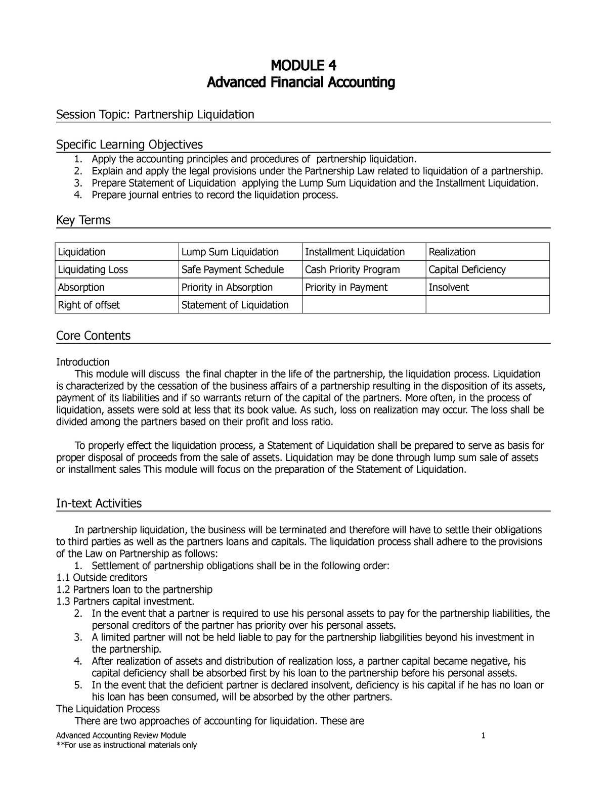 Module 4 - Advanced Financial Accounting - MODULE 4 Advanced Financial ...