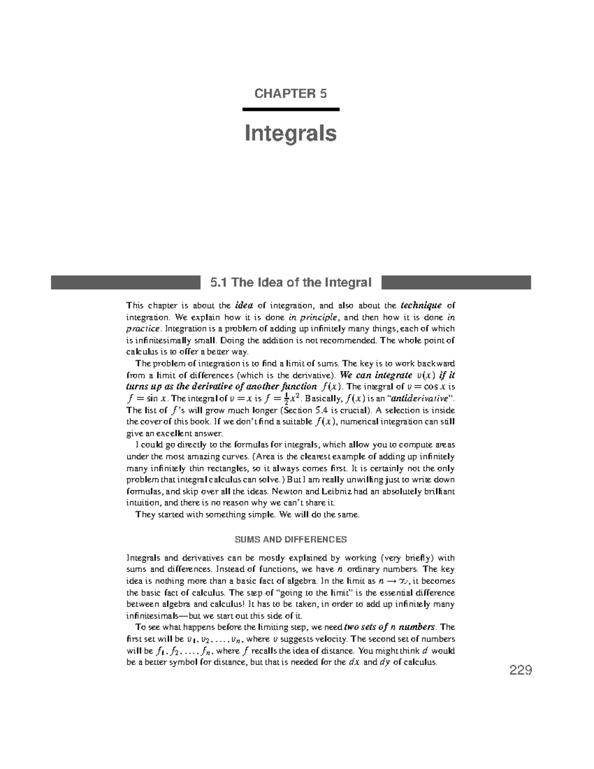Integrals - Summary Calculus and Linear Algebra - CHAPTER 5 Integrals 5 ...
