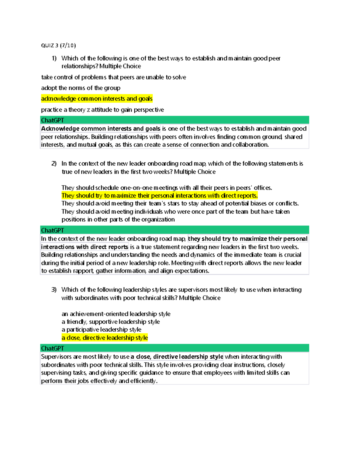 QUIZ 3 - McGraw Hill - QUIZ 3 (7/10) Which Of The Following Is One Of ...