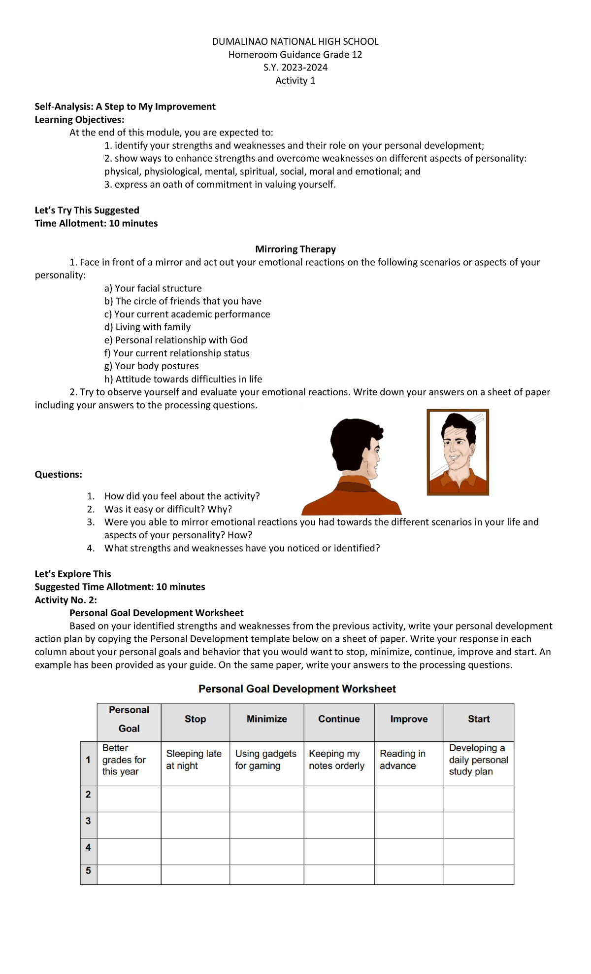 HG activity 1 - Homeroom guidance - DUMALINAO NATIONAL HIGH SCHOOL ...