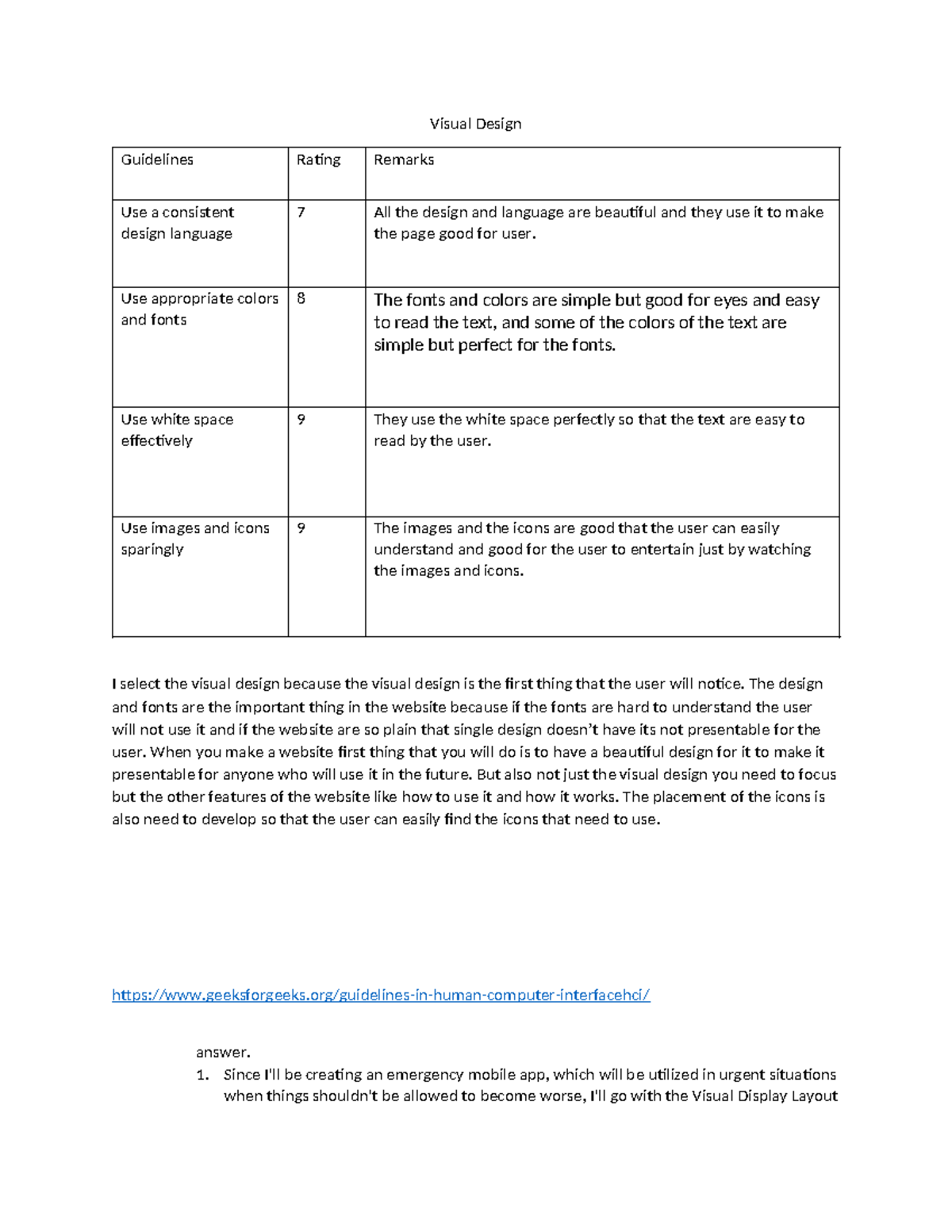 Sdasdasdasd - gooo - Visual Design Guidelines Rating Remarks Use a ...