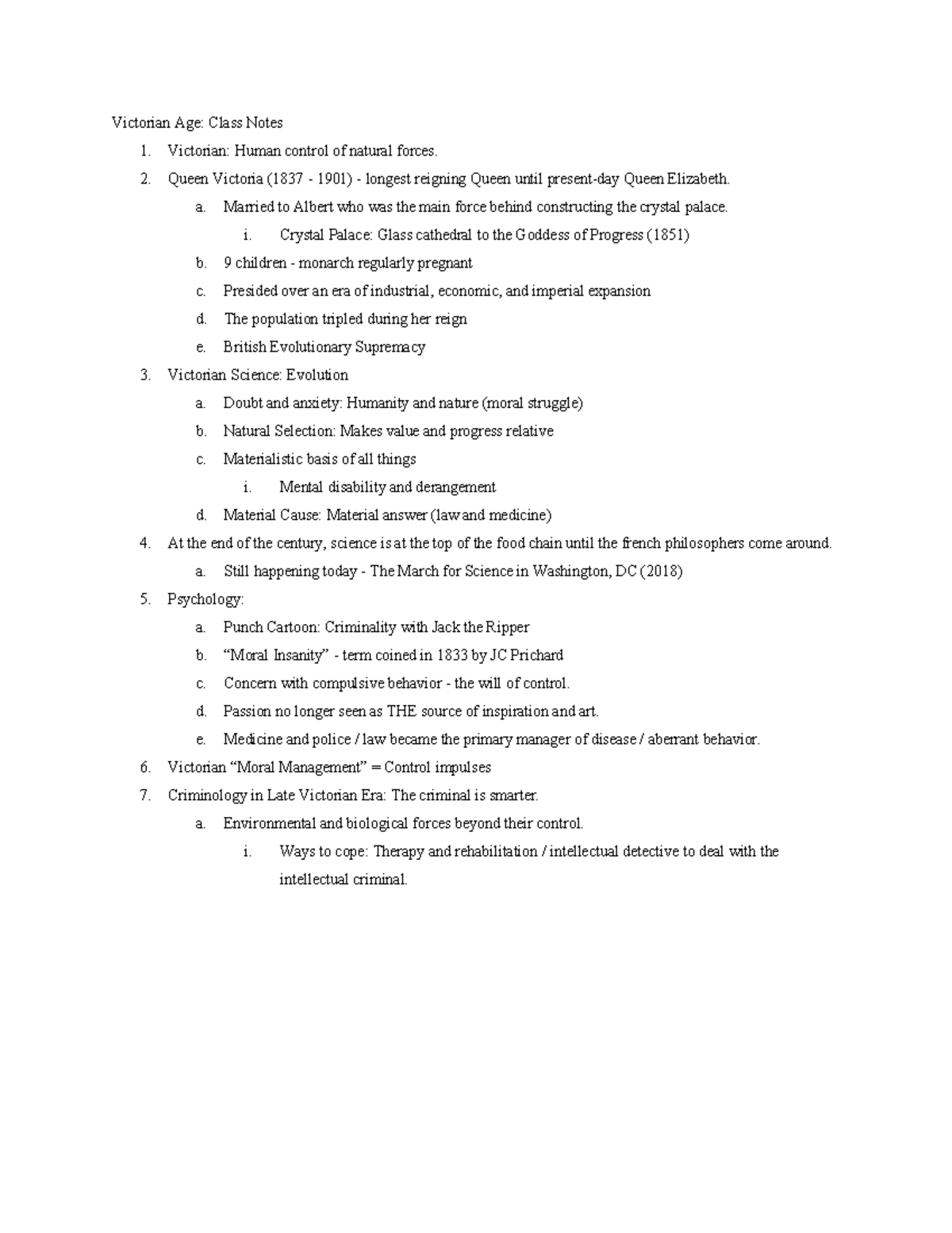 Victorian Ages 27 - Lecture notes 27 - Victorian Age: Class Notes 1 ...