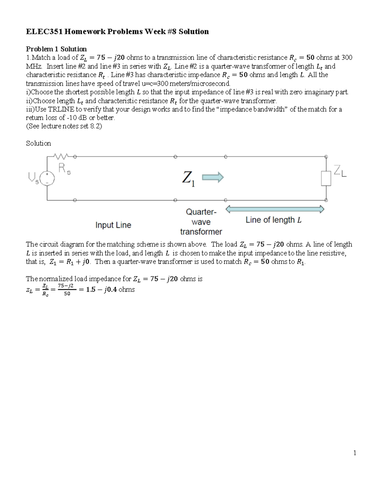 Workshop 8 Solutionsolutionsolution Elec351 Homework Problems Week Workshop 8 Solutionsolutionsolution Elec351 Homework Problems Week