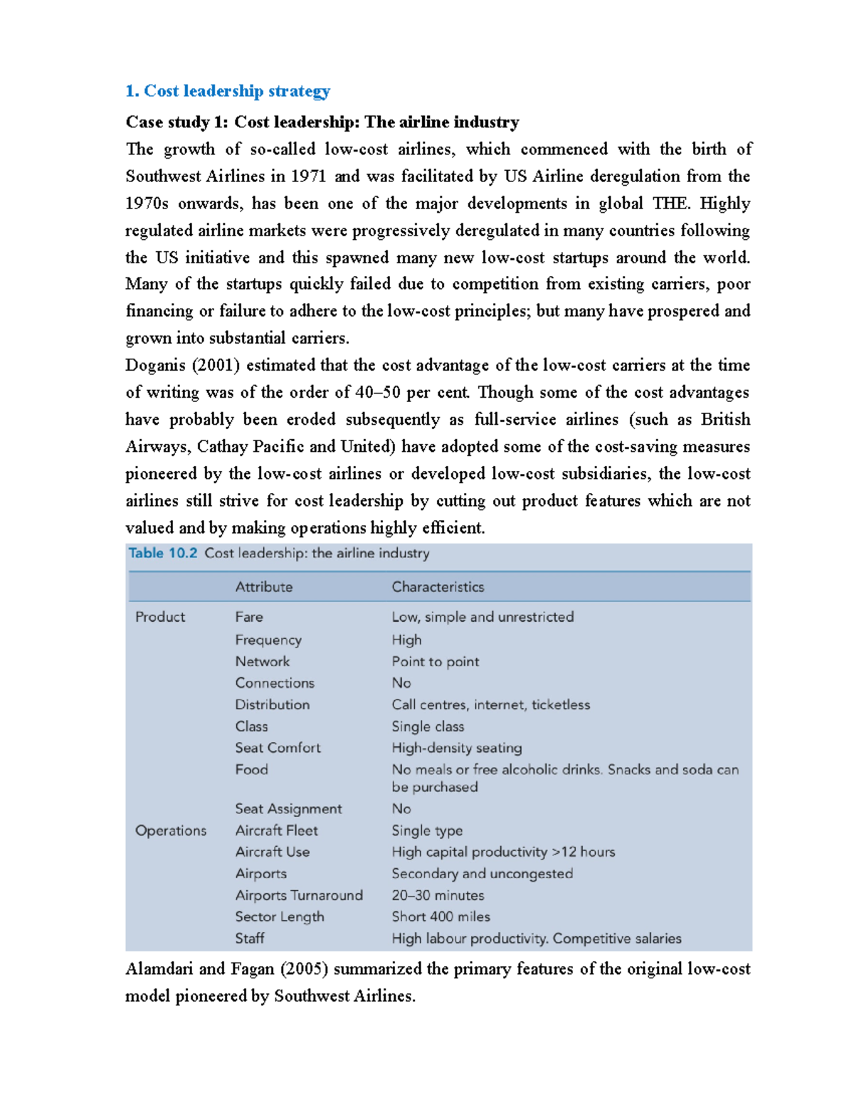 Case study 3 generic strategies Porter - Cost leadership strategy Case ...