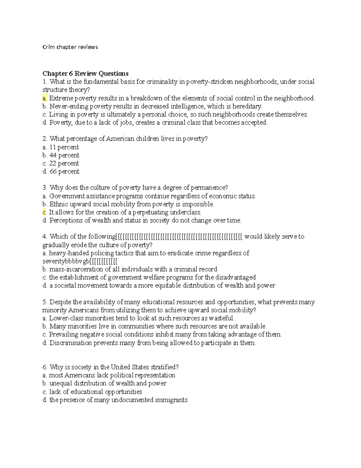 Crim chapter reviews 2 - Crim chapter reviews Chapter 6 Review ...