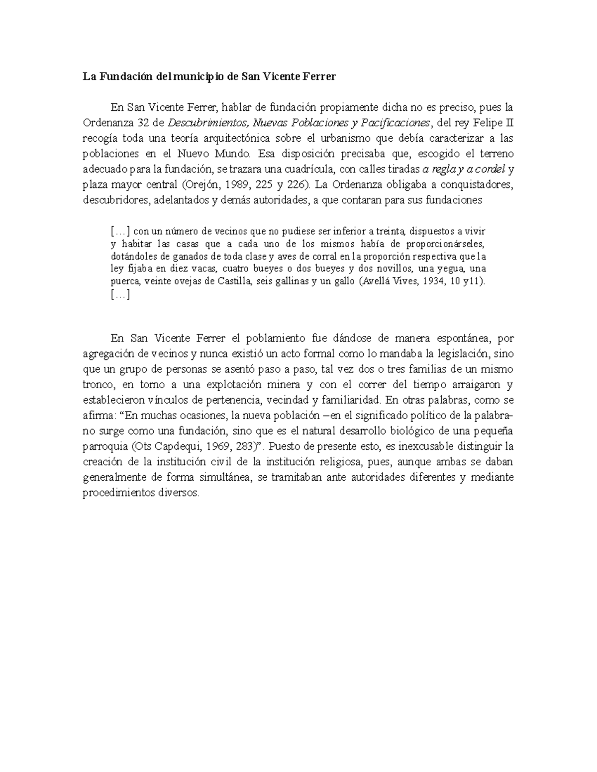 La Fundación del municipio de San Vicente Ferrer - La Fundación del ...