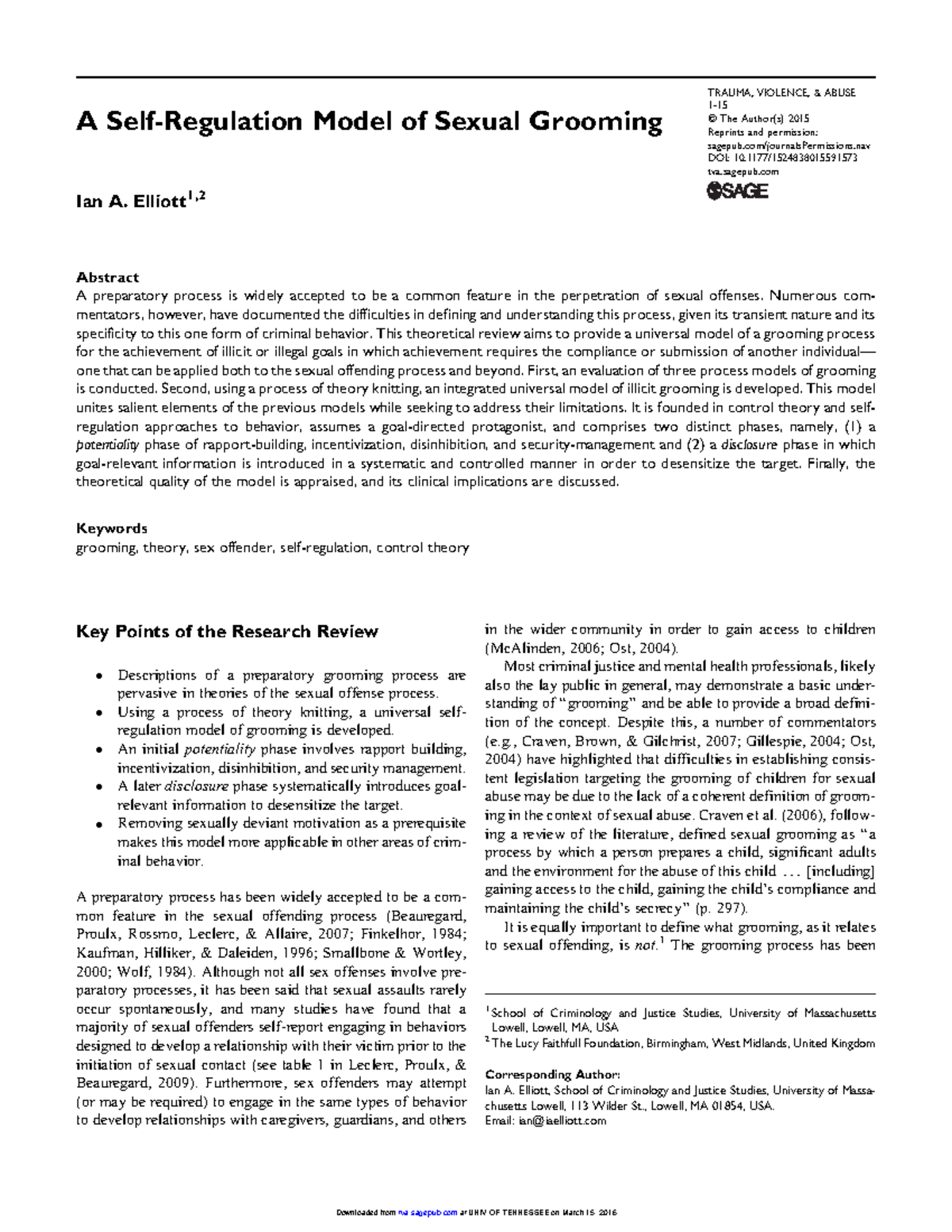 A Self Regulation Mode of Sexual Grooming A SelfRegulation Model of