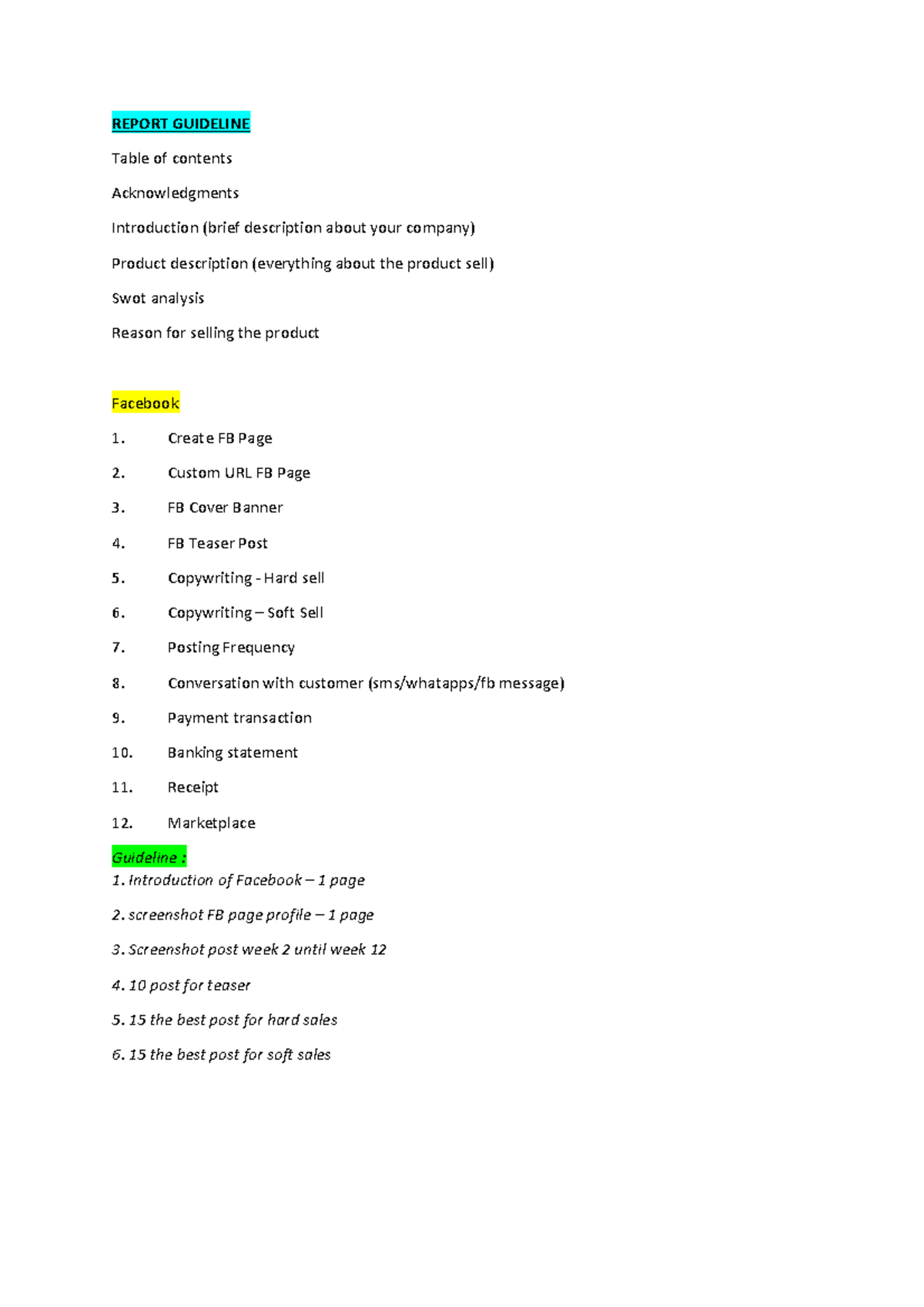 Report guideline - REPORT GUIDELINE Table of contents Acknowledgments ...