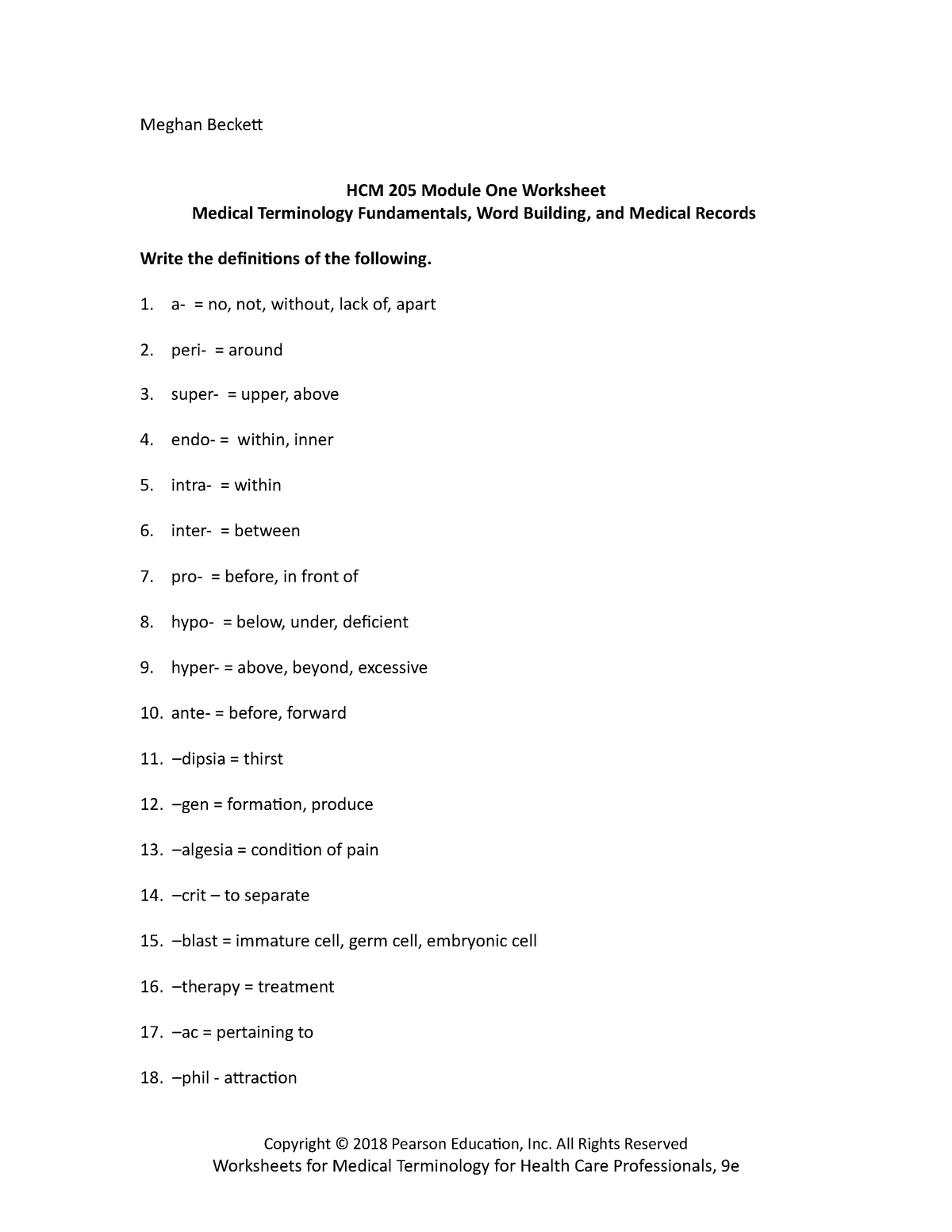 30 Medical Terminology Worksheet Answers support worksheet