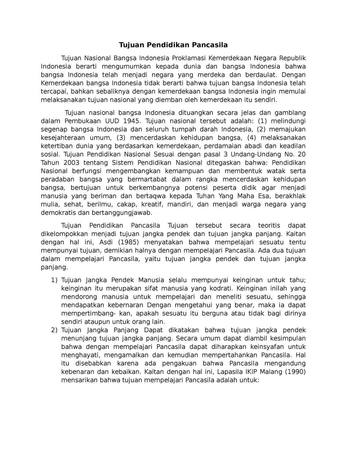 Tujuan Pendidikan Pancasila - Tujuan Pendidikan Pancasila Tujuan ...