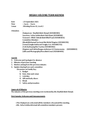 Meeting script sample - Example - 1) CHAIPERSON ADRESS:- Chairperson ...