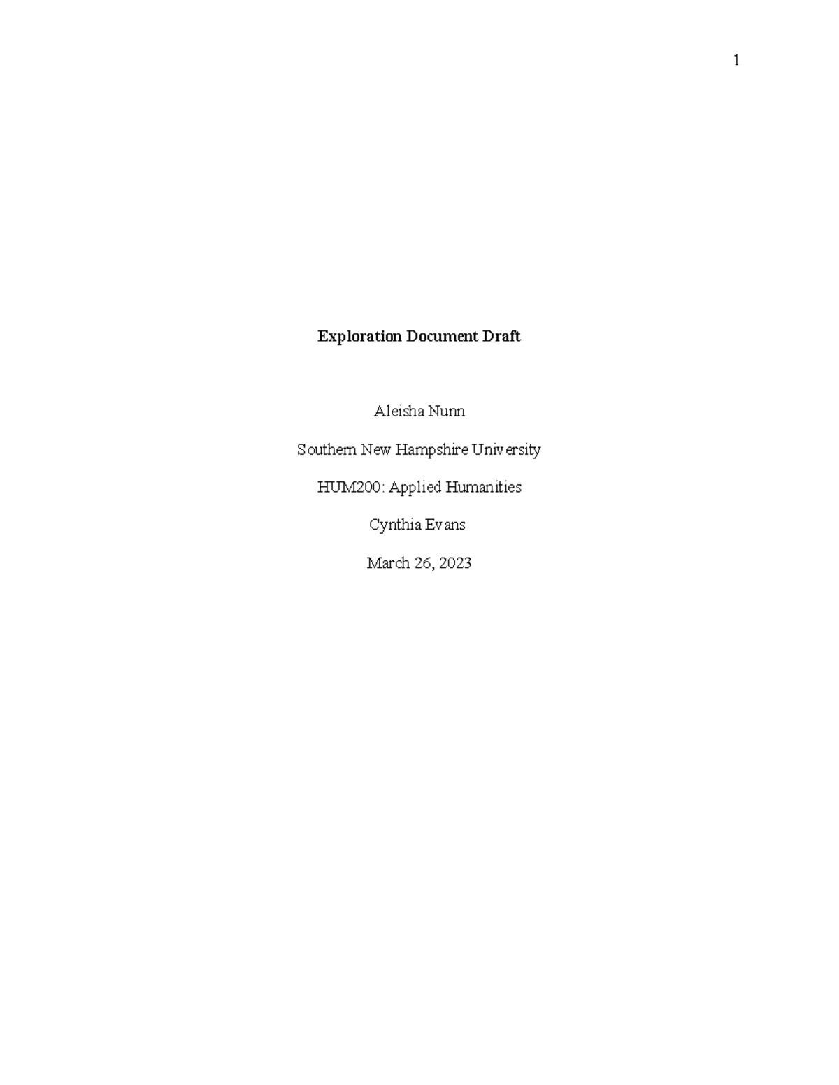 Exploration Document Draft - Exploration Document Draft Aleisha Nunn ...