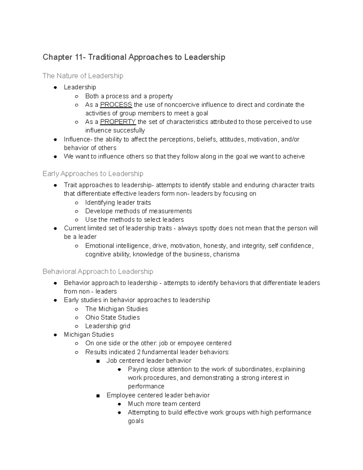 MGMT 363 CH 11 Dr. Bradley Wesner's lecture notes on Chapters 11. From Summer Session II 2022