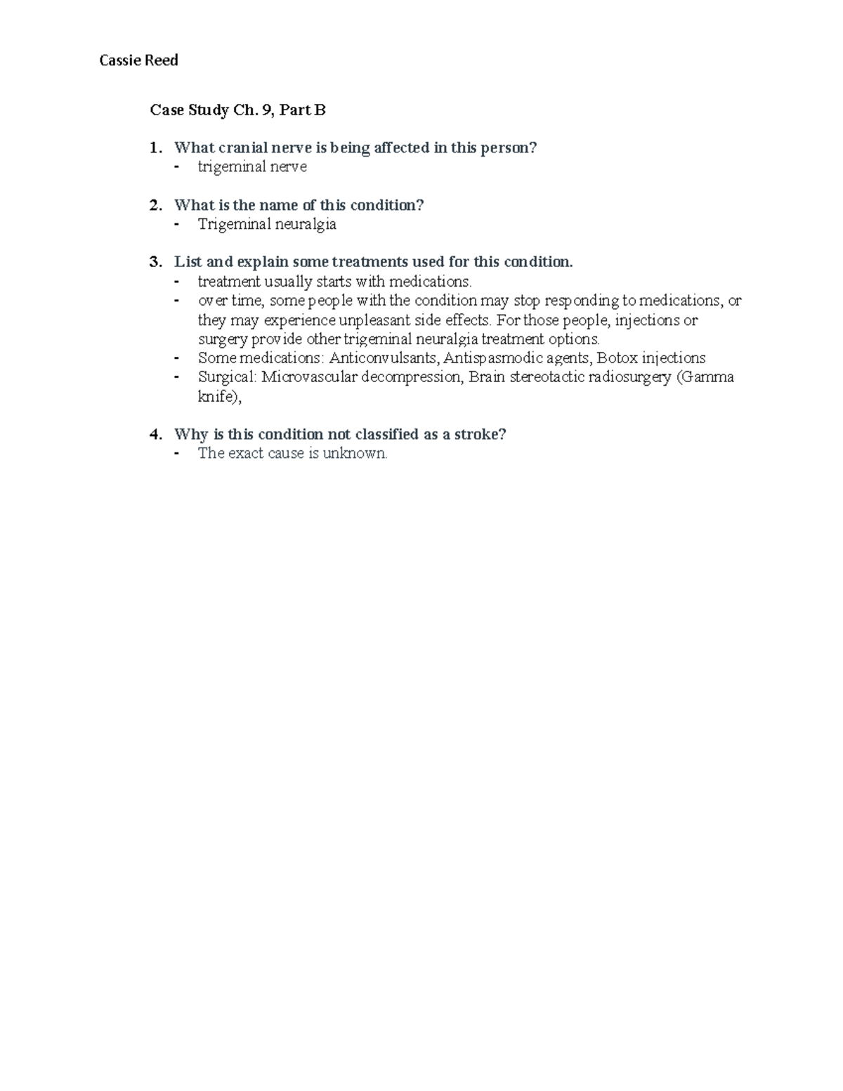 Case Study Ch 9B ANP 201 Cassie Reed Case Study Ch. 9, Part B What