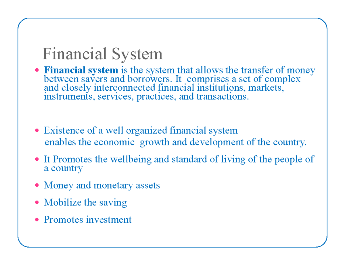 Chapter 1 Indian Financian System - - Studocu