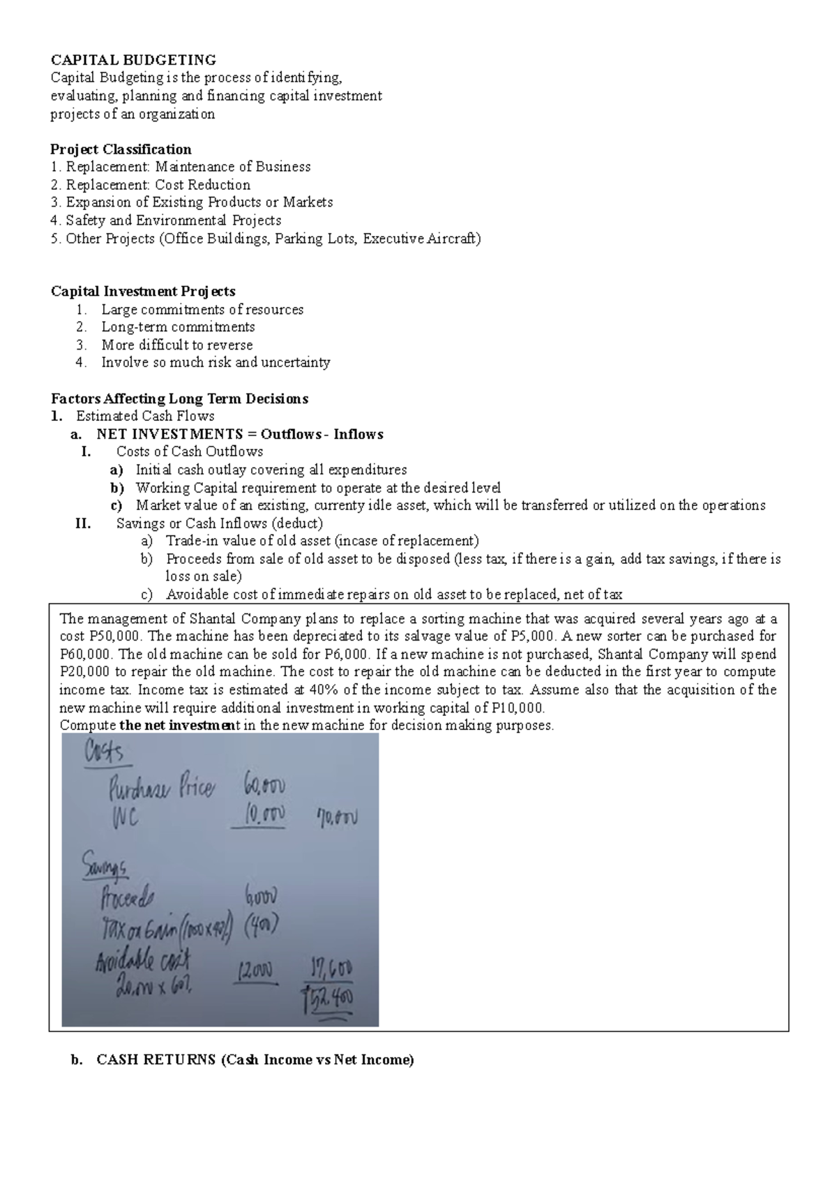 Capital budgeting - CAPITAL BUDGETING Capital Budgeting is the process ...