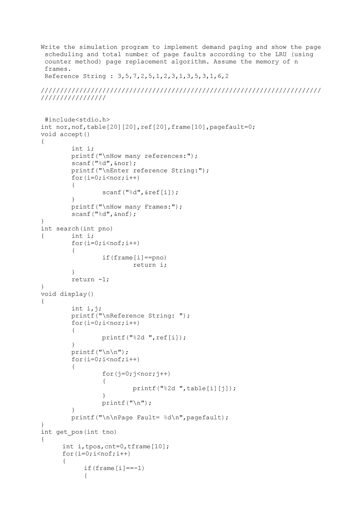 Slip3 - Solved slips of OS - Write the simulation program to implement ...