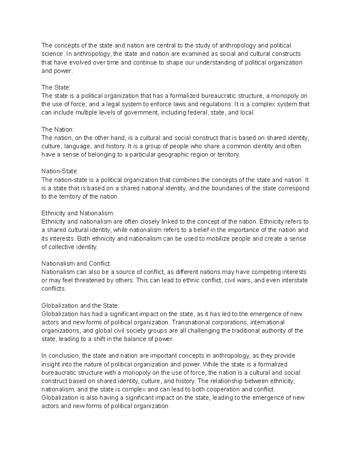 The State And Nation In Anthropology The State And Nation Are