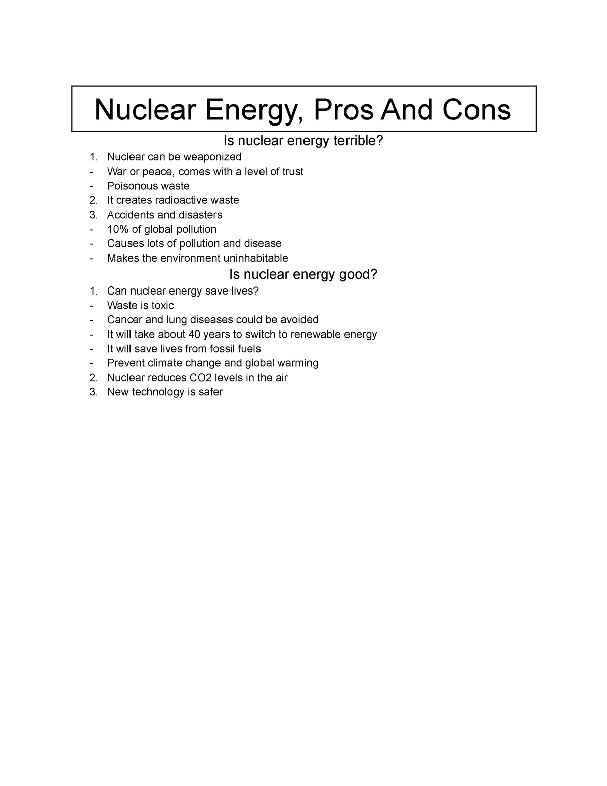 nuclear energy thesis statement