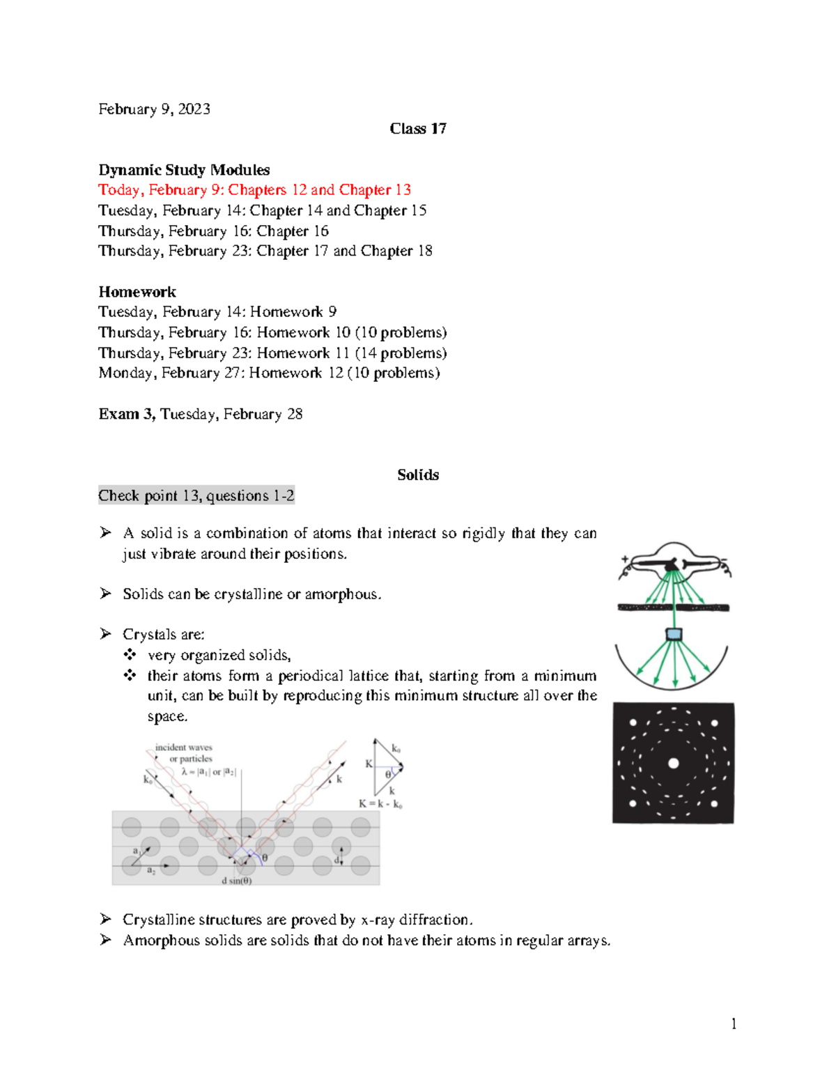 Solids, Liquids, Gas - February 9, 2023 Class 17 Dynamic Study Modules ...