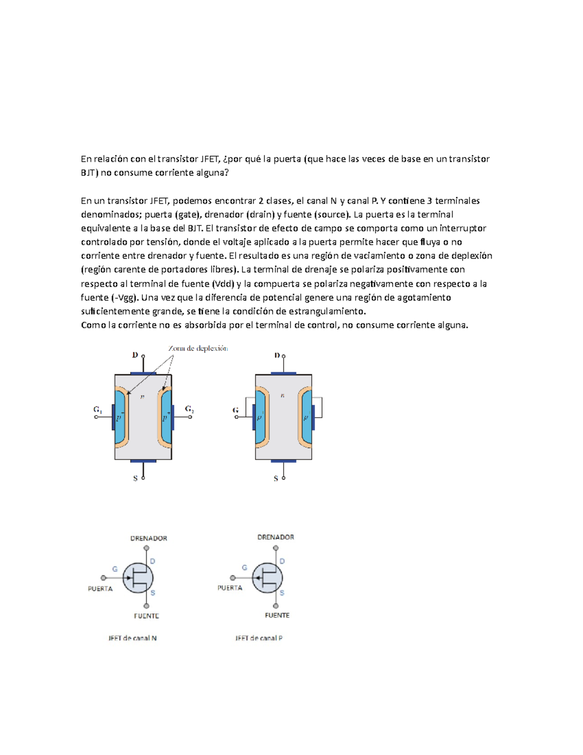 En relación con el transistor JFET. foro semana 6 En relación con el