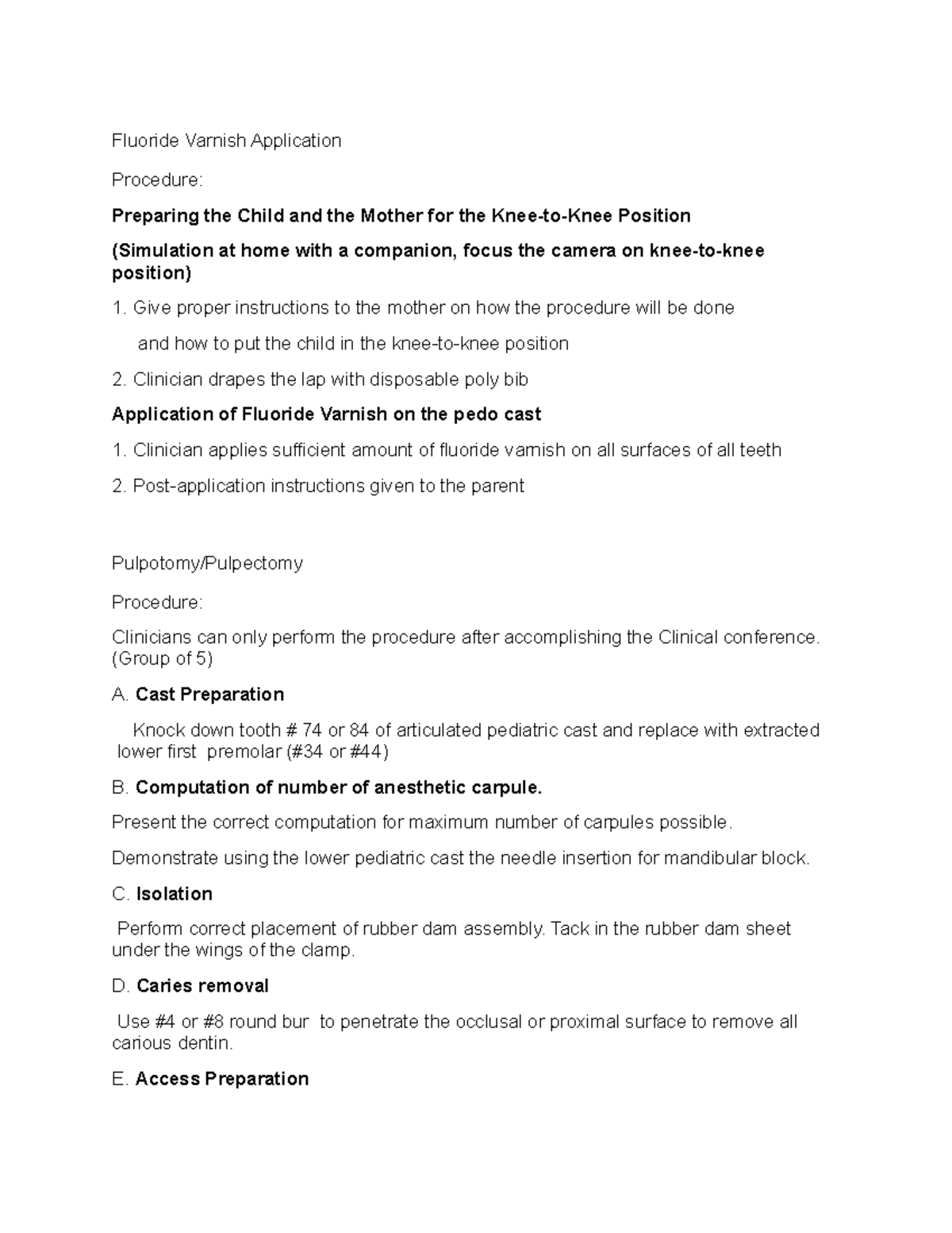 Fluoride Varnish Application notes Fluoride Varnish Application