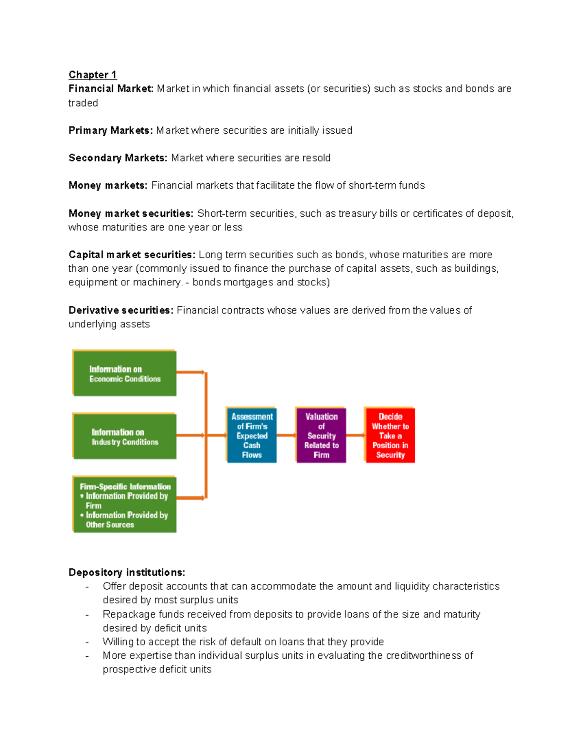 Financial Markets and Institutions textbook notes - Chapter 1 Financial ...