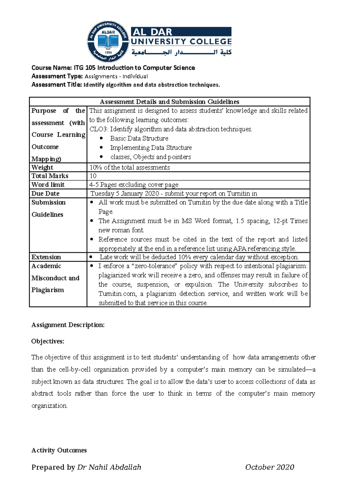 Assignment 2 - computer - Course Name: ITG 105 Introducion to Computer ...