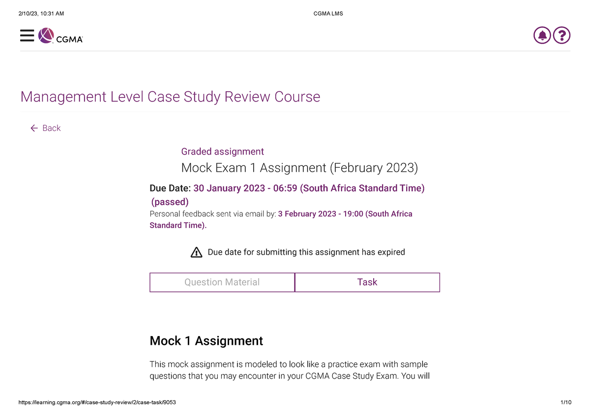 management level case study exam