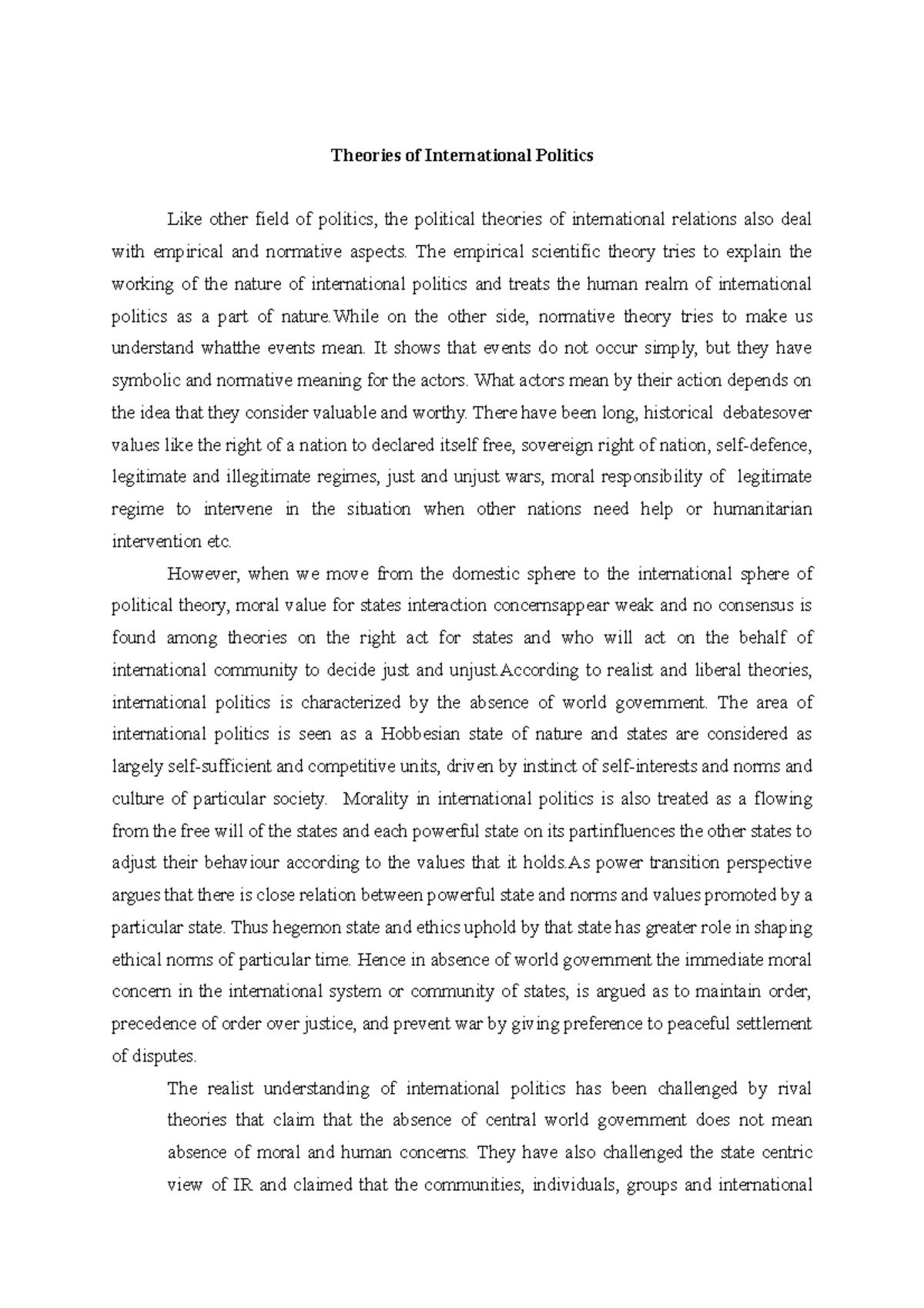 Theories of International Politics - The empirical scientific theory ...