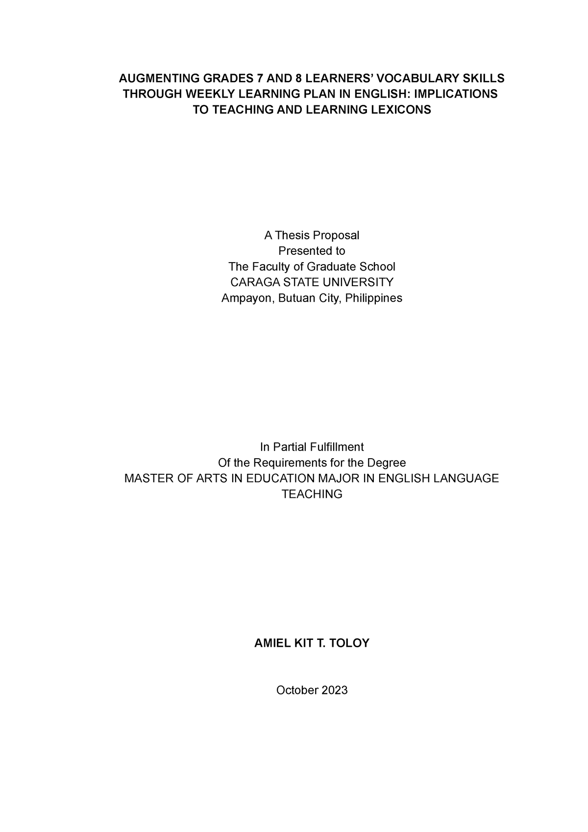 thesis for grade 11