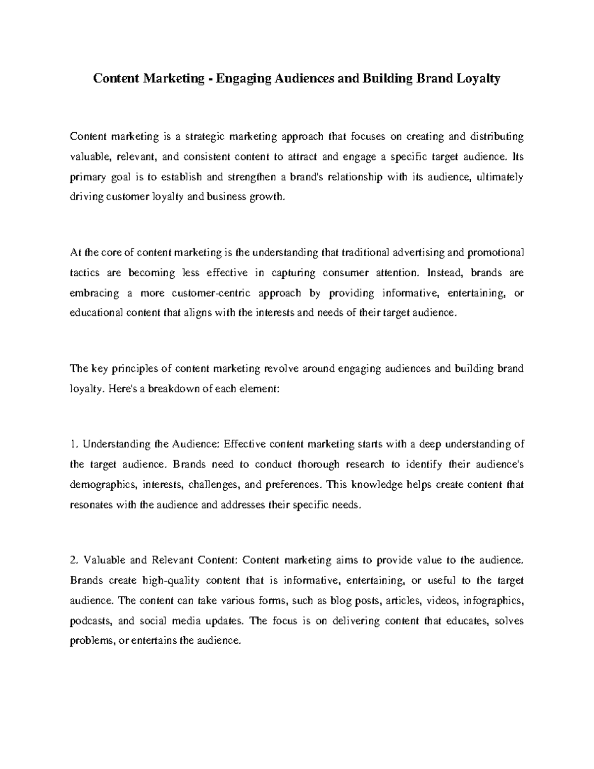 Content Marketing - Engaging Audiences and Building Brand Loyalty - Its ...