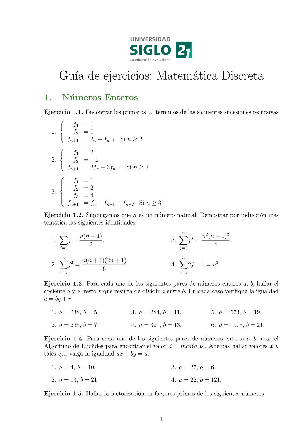 Para Hacer- Guia De Ejercicios - Gu ́ıa De Ejercicios: Matem ́atica ...