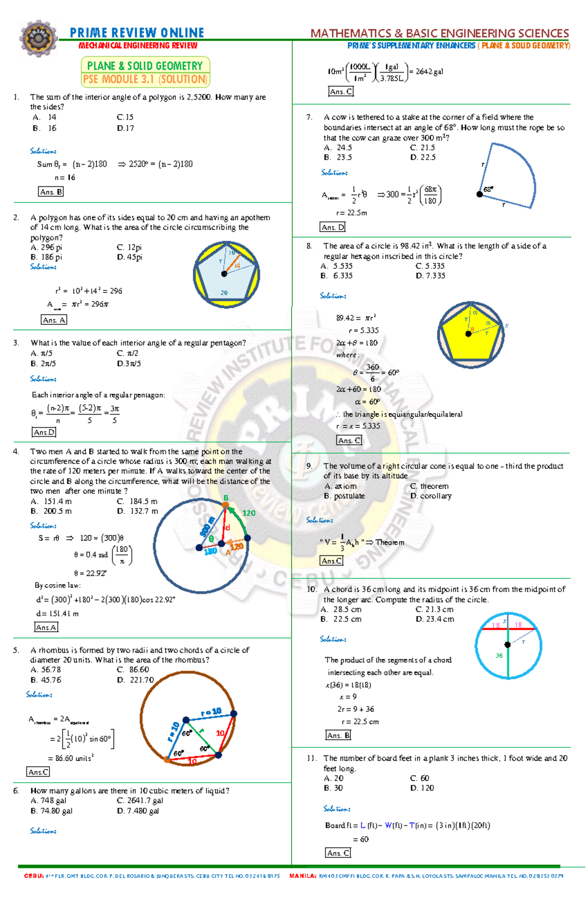 Plane and Solid Geometry - MECHANICAL ENGINEERING REVIEW PRIME’S ...