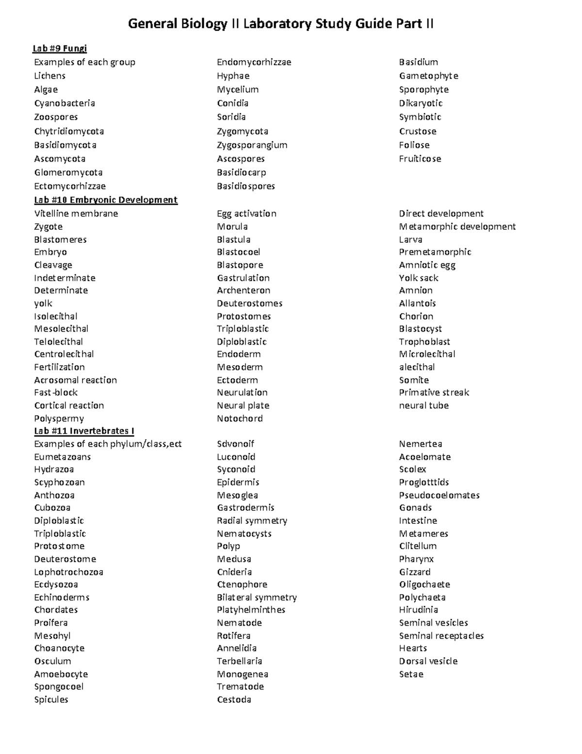 Lab Practical II Study Guide - Warning: TT: undefined function: 22 ...