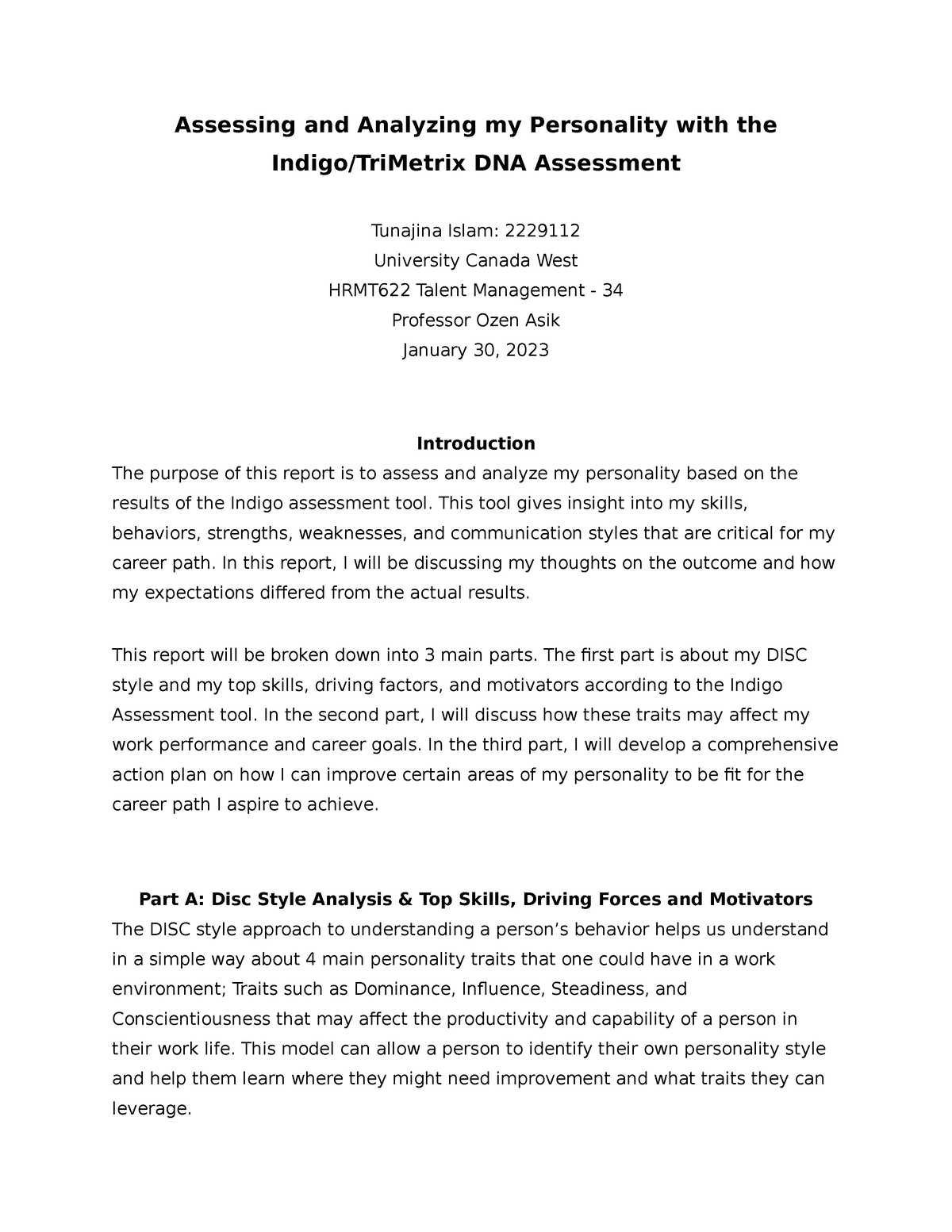 indigo assessment assignment ucw