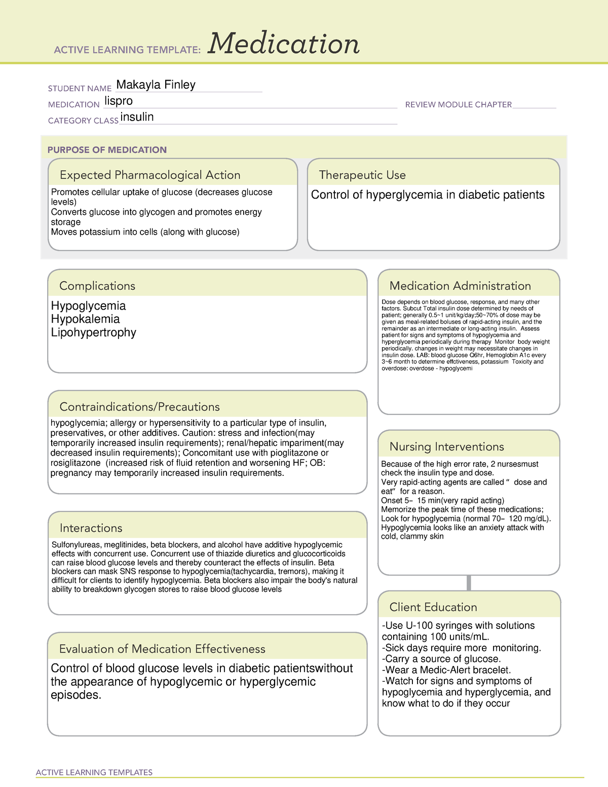 Blank Medication ALT insulin - lispro - ACTIVE LEARNING TEMPLATES ...