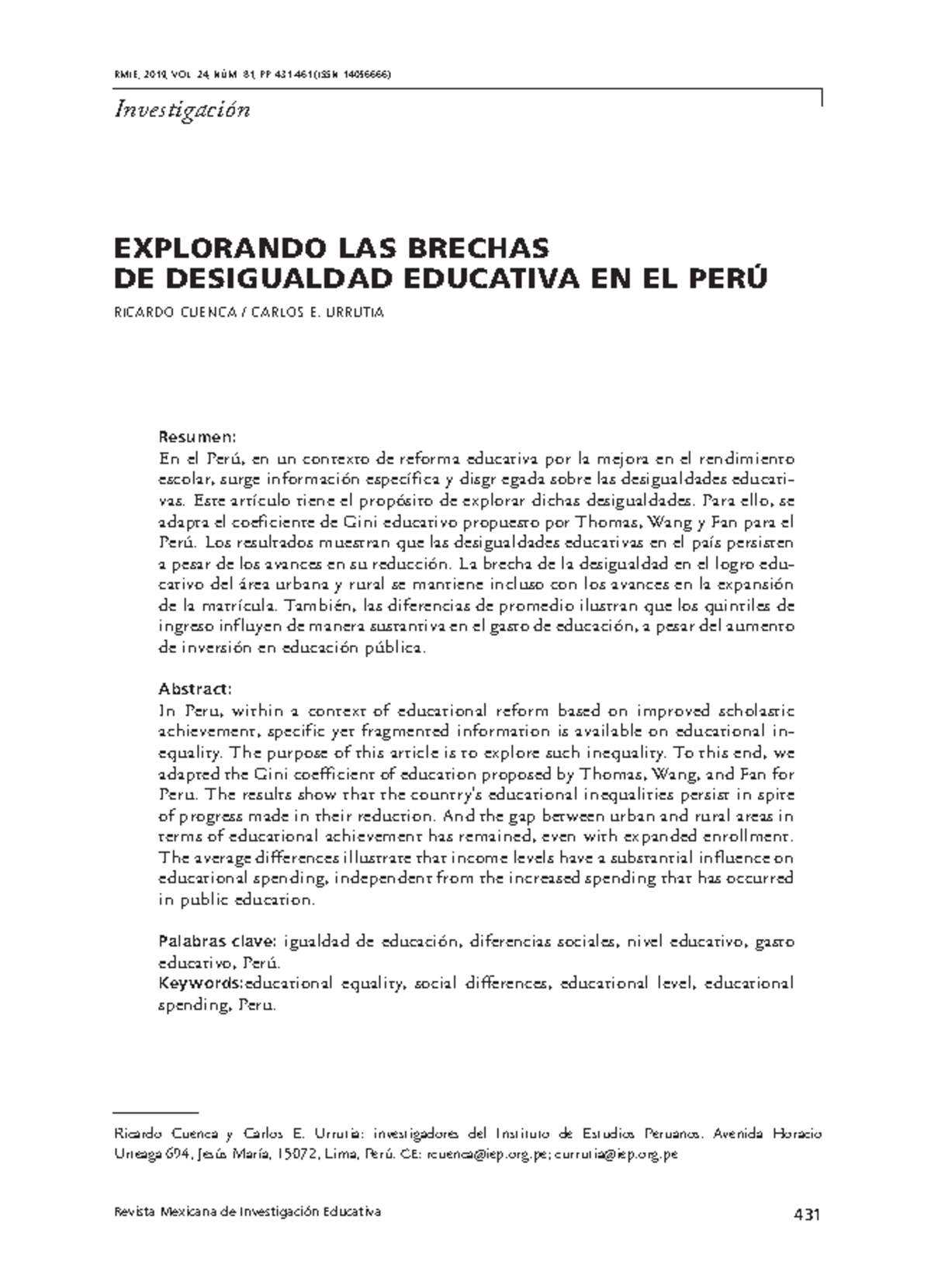 Brechas de desigualdad - Revista Mexicana de Investigación Educativa ...