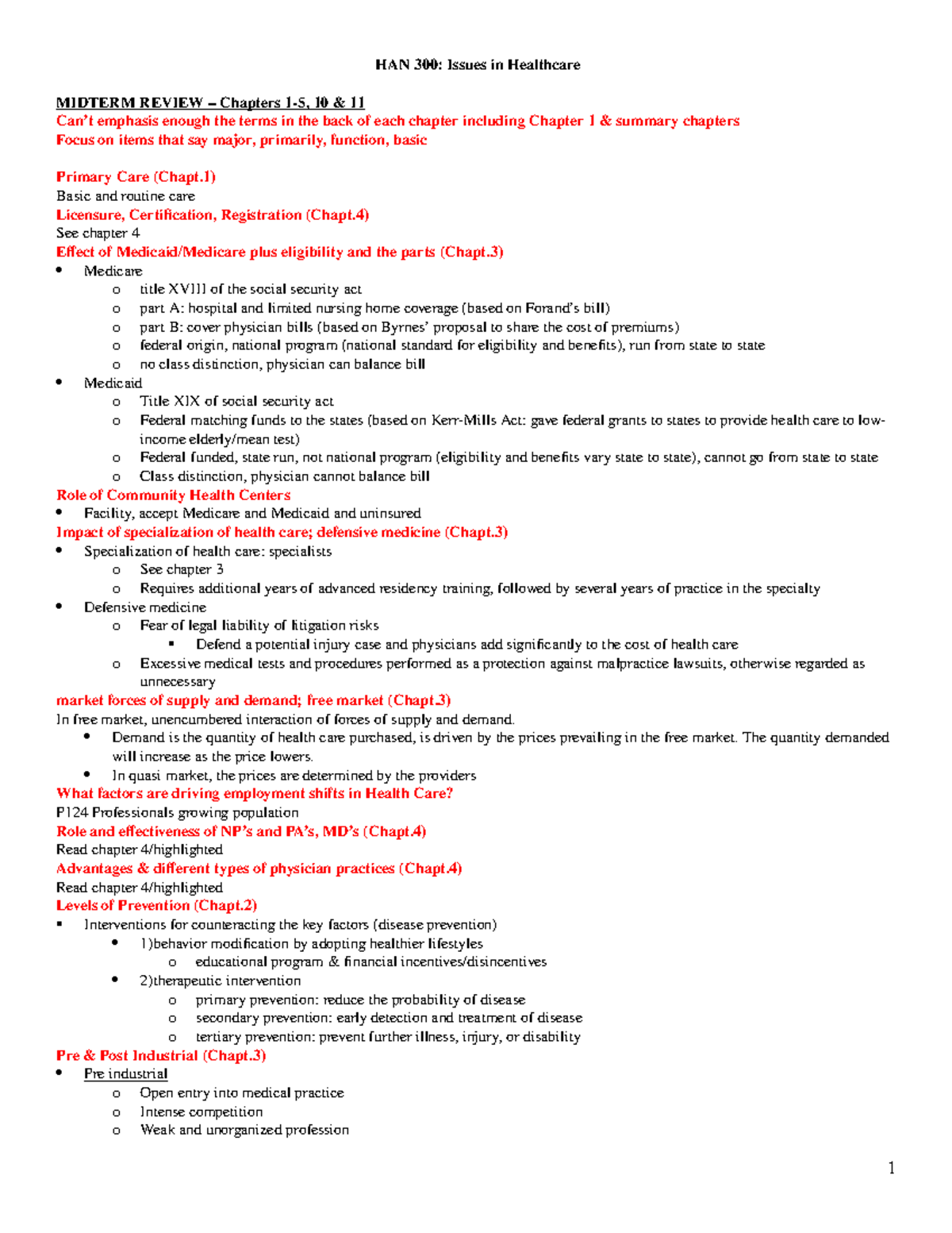 Midterm Review - Lecture Notes 1 - HAN 300: Issues In Healthcare ...