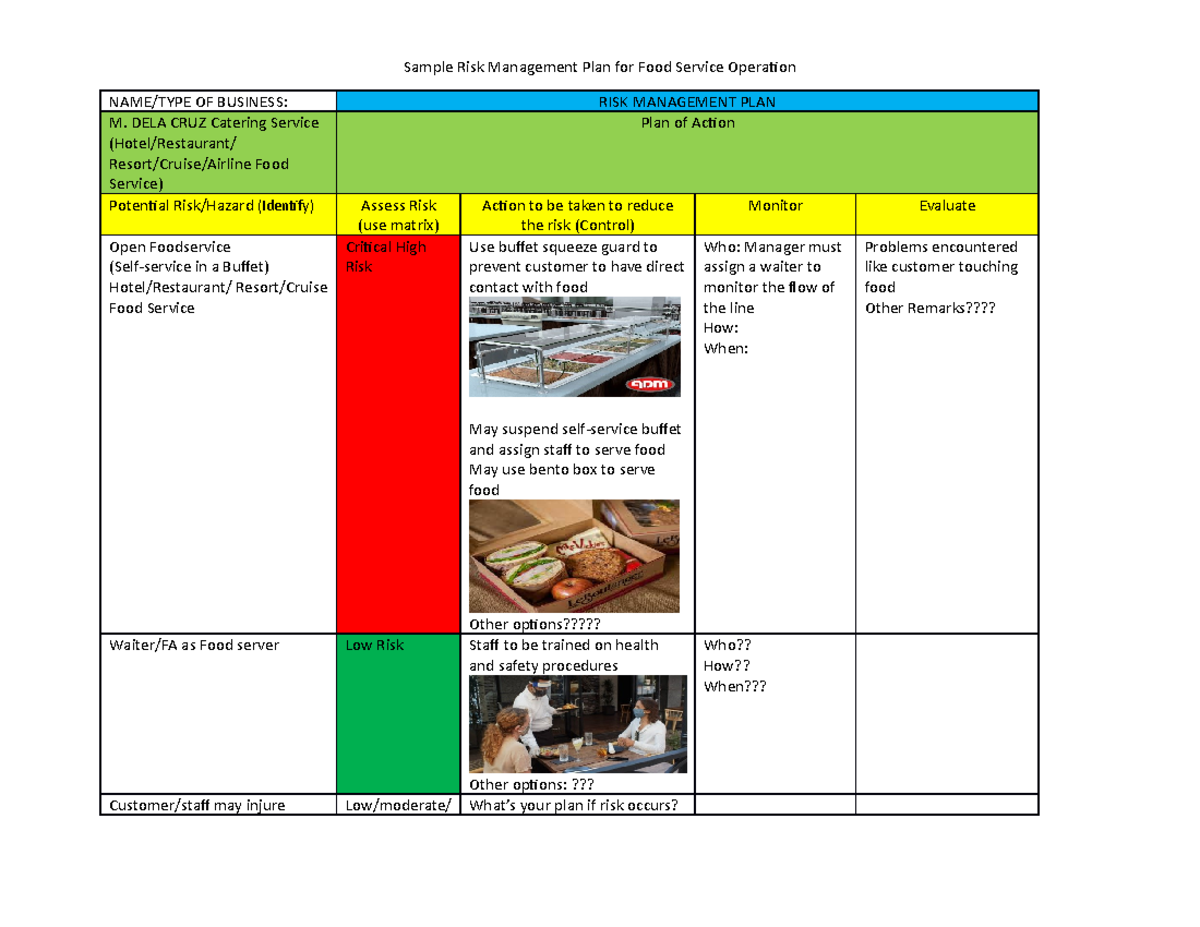 Sample RISK MGT. PLAN - Goodluck studying! - Sample Risk Management ...