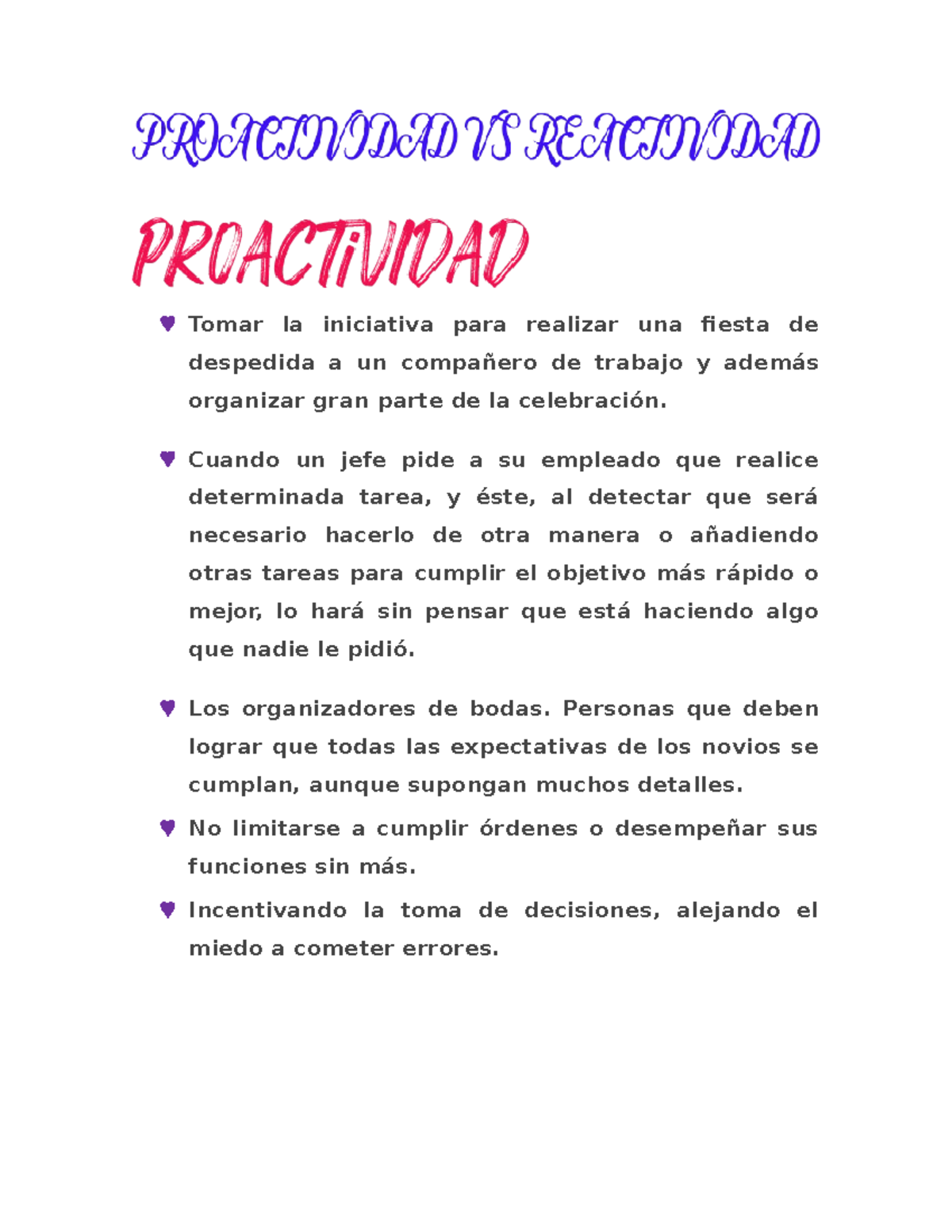 Proactividad Y Reactividad, Ejercicio De Regulación Y Relleno. - Tomar ...