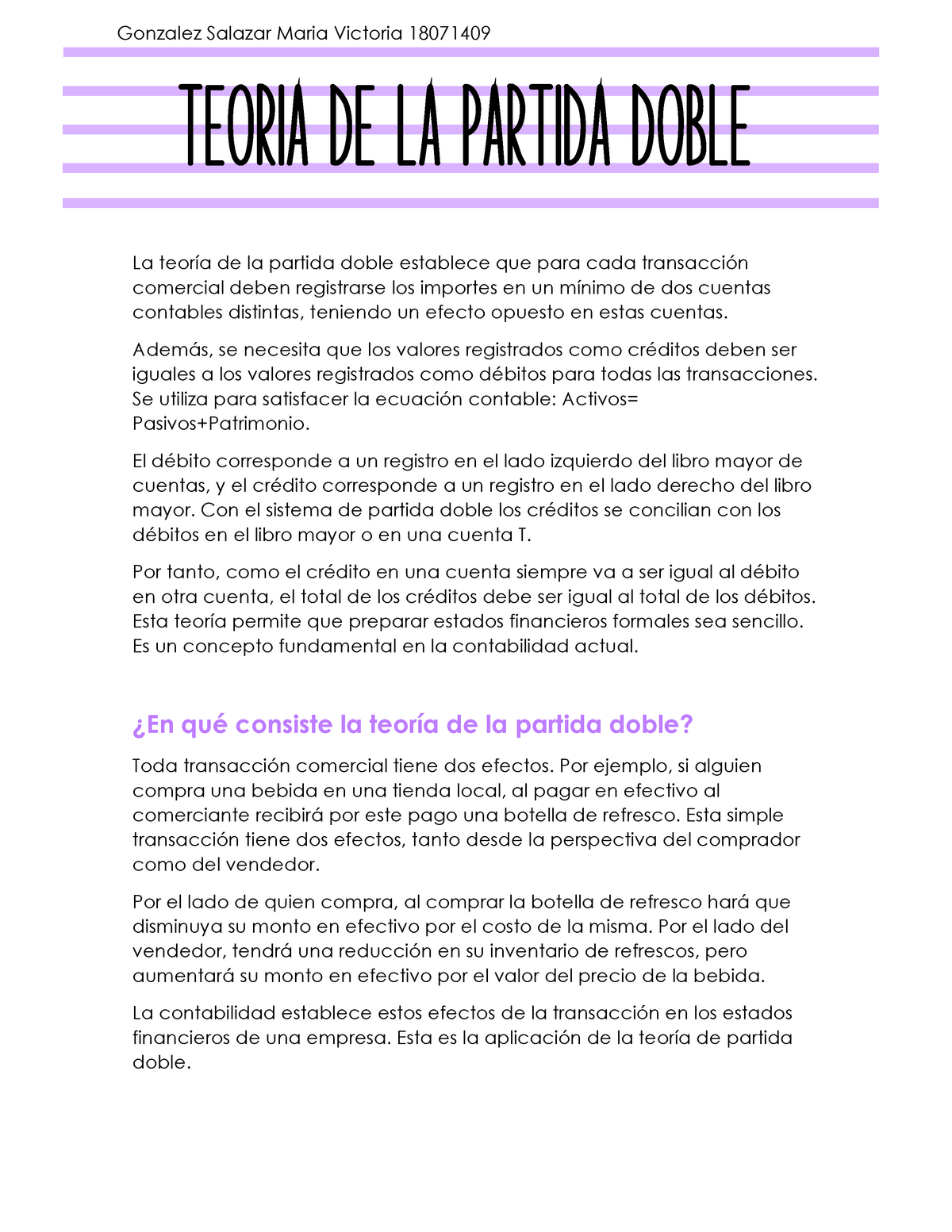 Teoria De Partida Doble - . La Teoría De La Partida Doble Establece Que ...