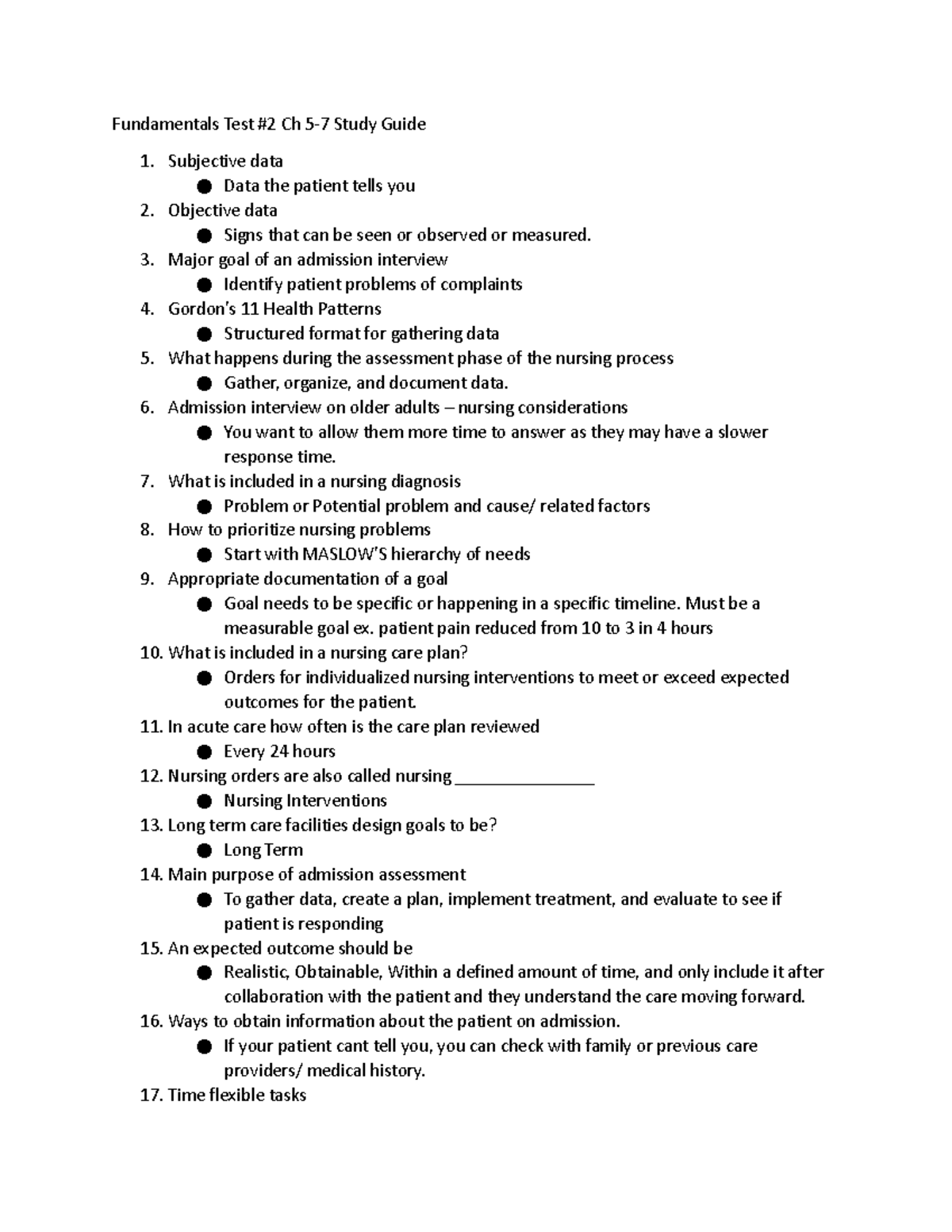 Fundamentals Test #2 Study Guide Ch 5-7 - Fundamentals Test #2 Ch 5-7 ...