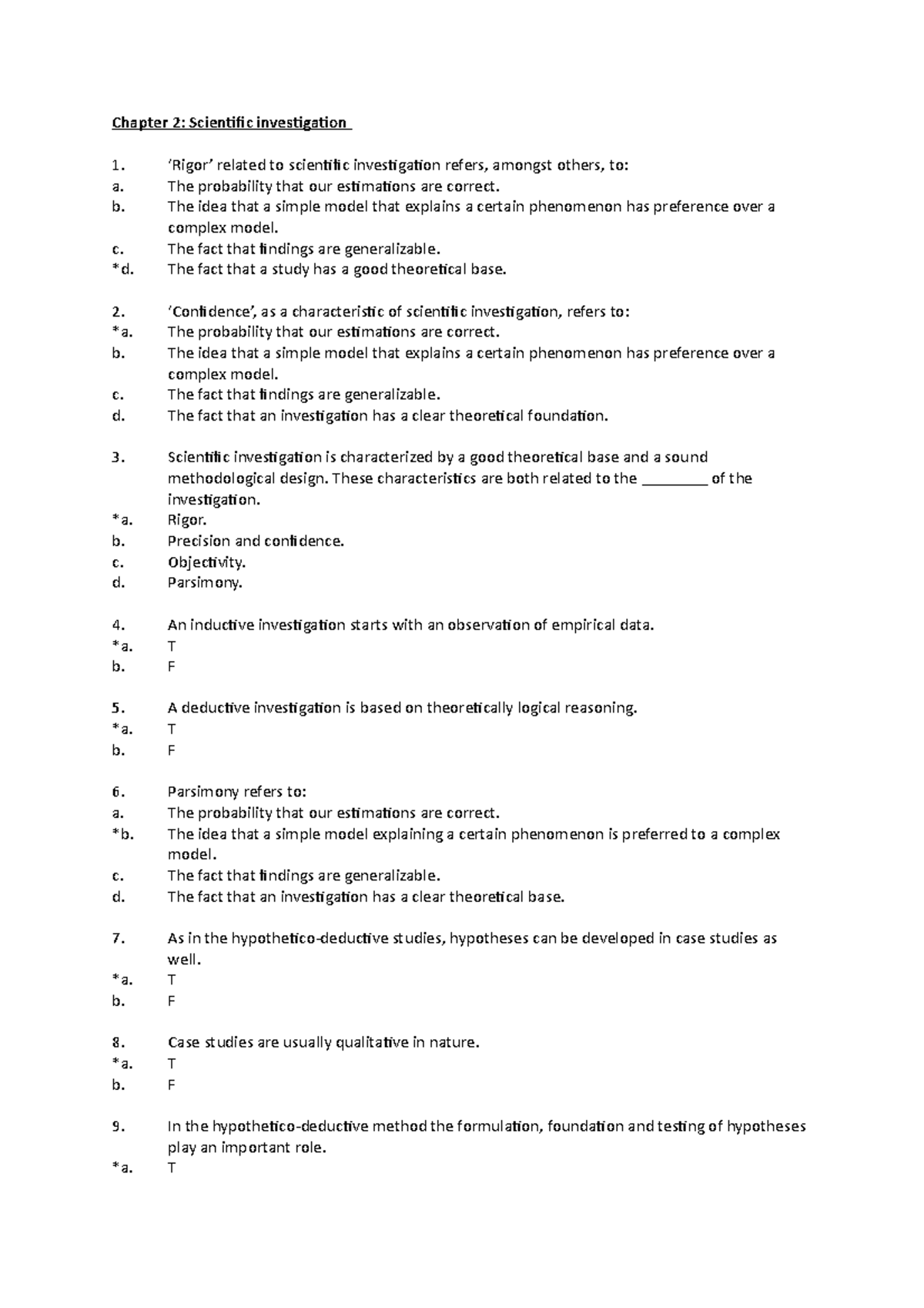 Test Bank Research Methodology Ch02 - Chapter 2: Scientific 