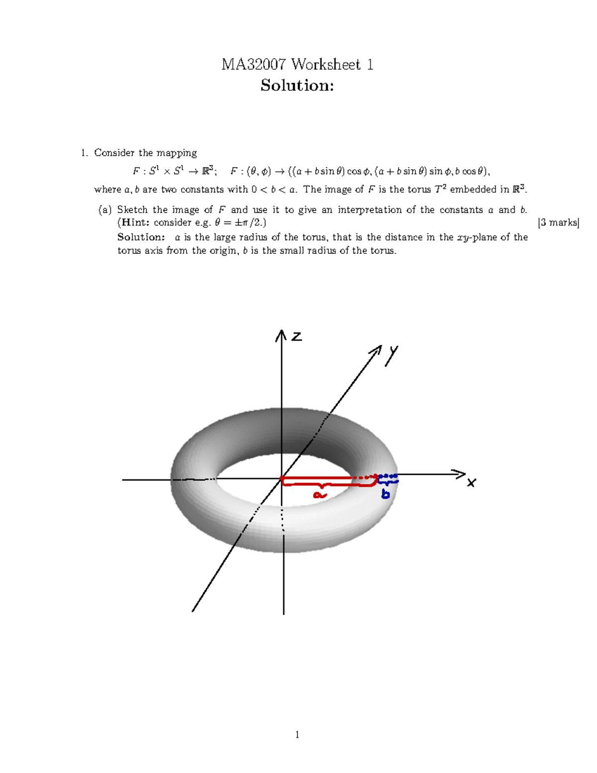 Worksheet 1 - MA32007 Worksheet 1 Solution: Consider The Mapping F:S 1 ...