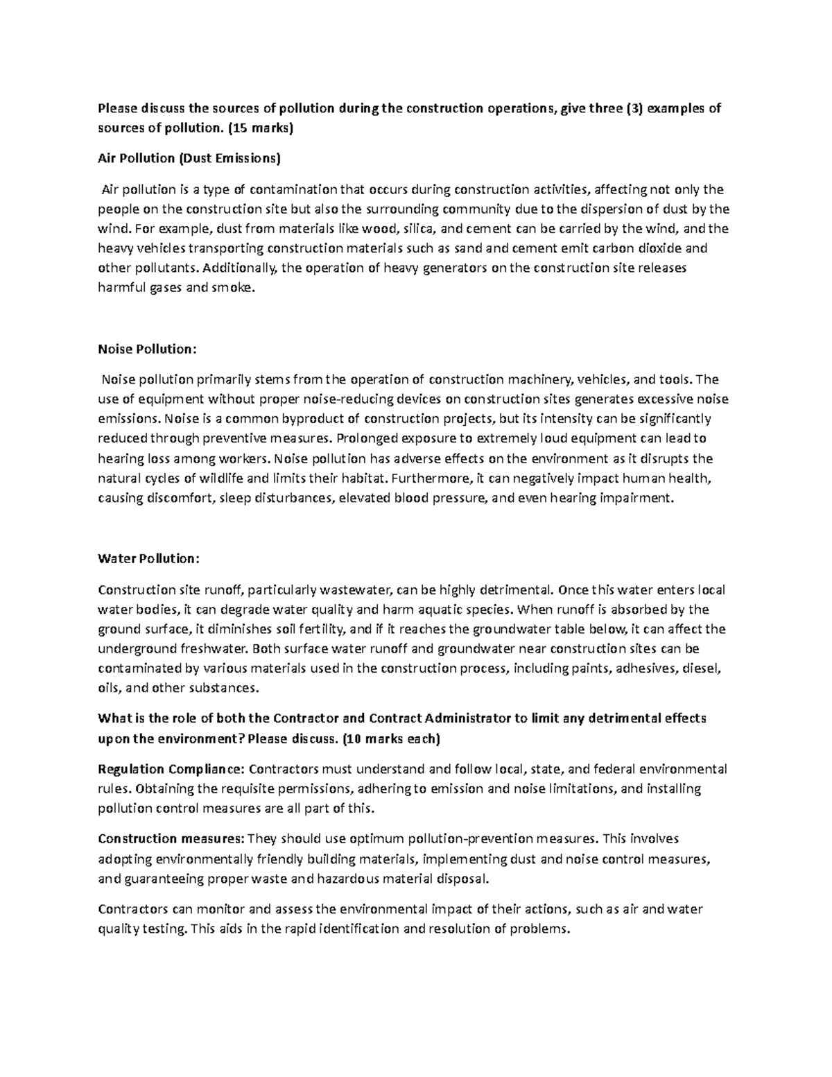 Role of contractor and contract adminstration - Please discuss the ...