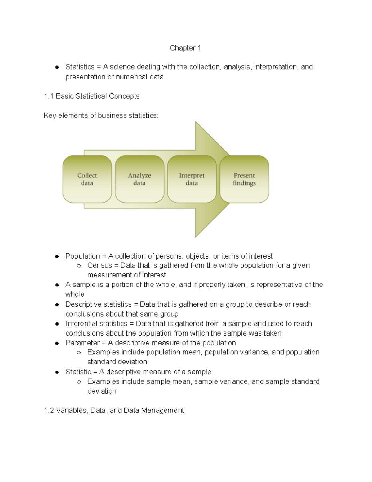 EC255 Textbook Notes - Chapter 1 Statistics = A science dealing with ...
