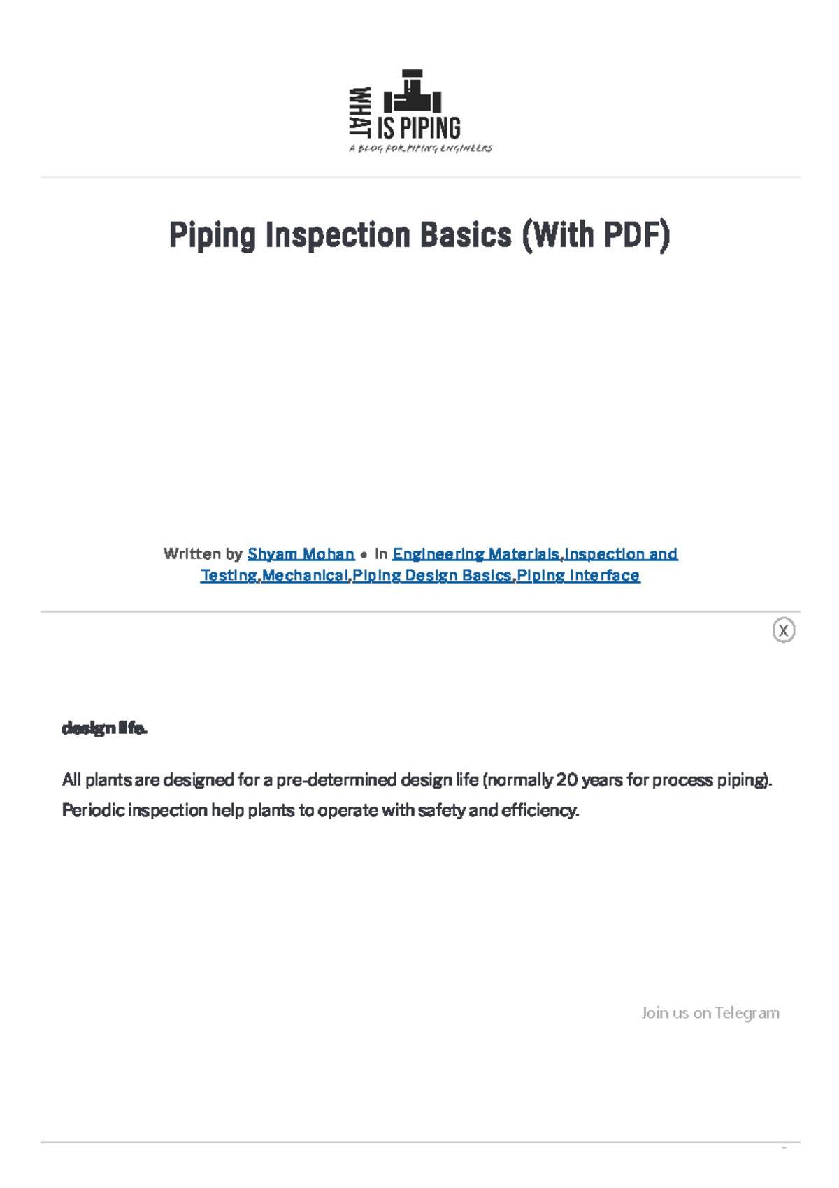 Piping Inspection Basics (With PDF) What Is Piping Piping