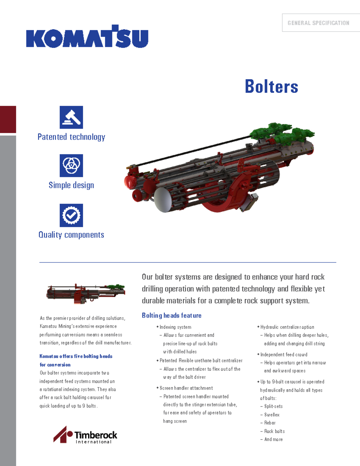EN-BS01 Bolter Systems - GENERAL SPECIFICATION Patented technology ...
